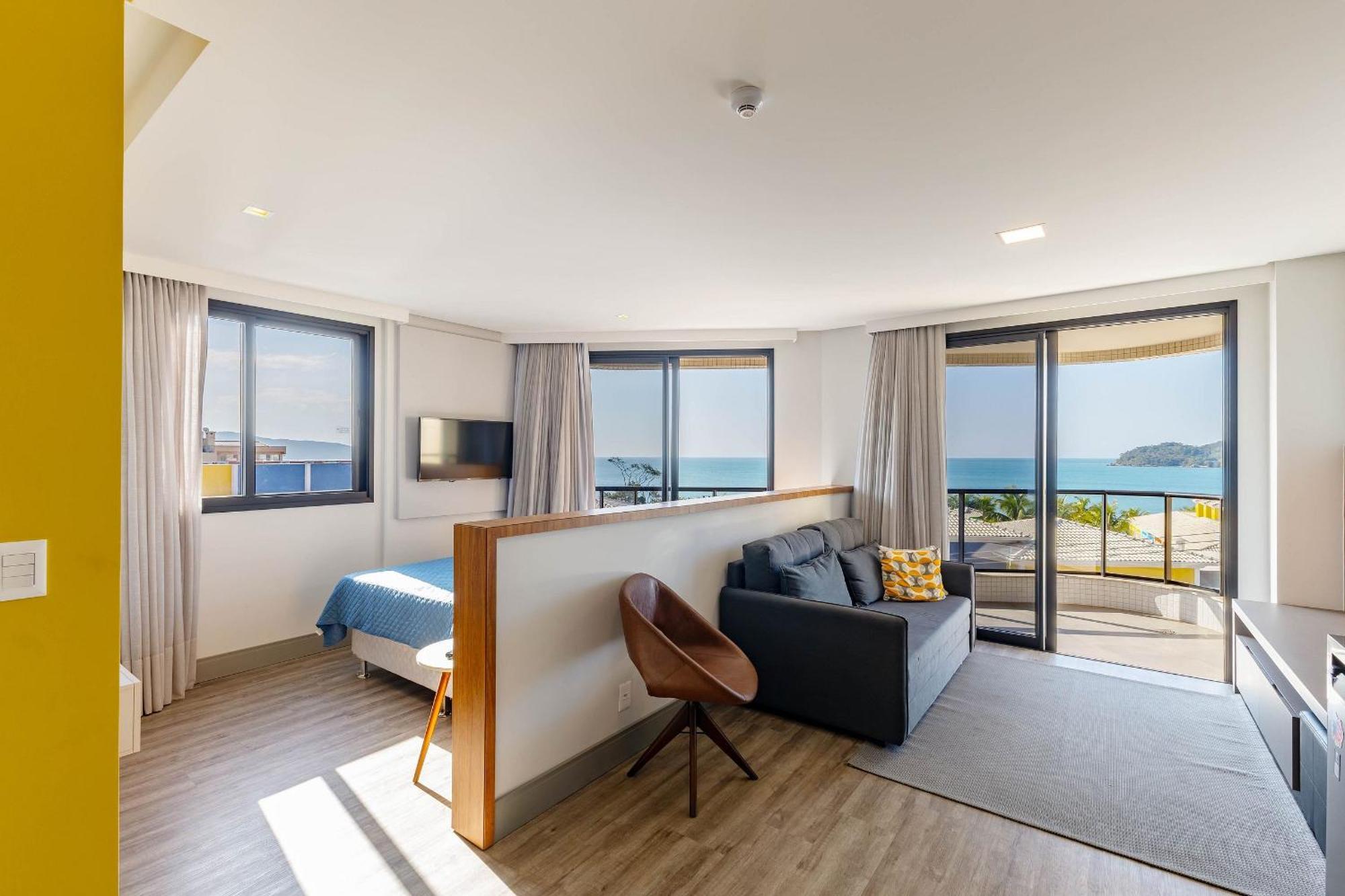 Confortavel Loft Com Vista Para O Mar - Condominio Com Piscina Bombinhas Ngoại thất bức ảnh